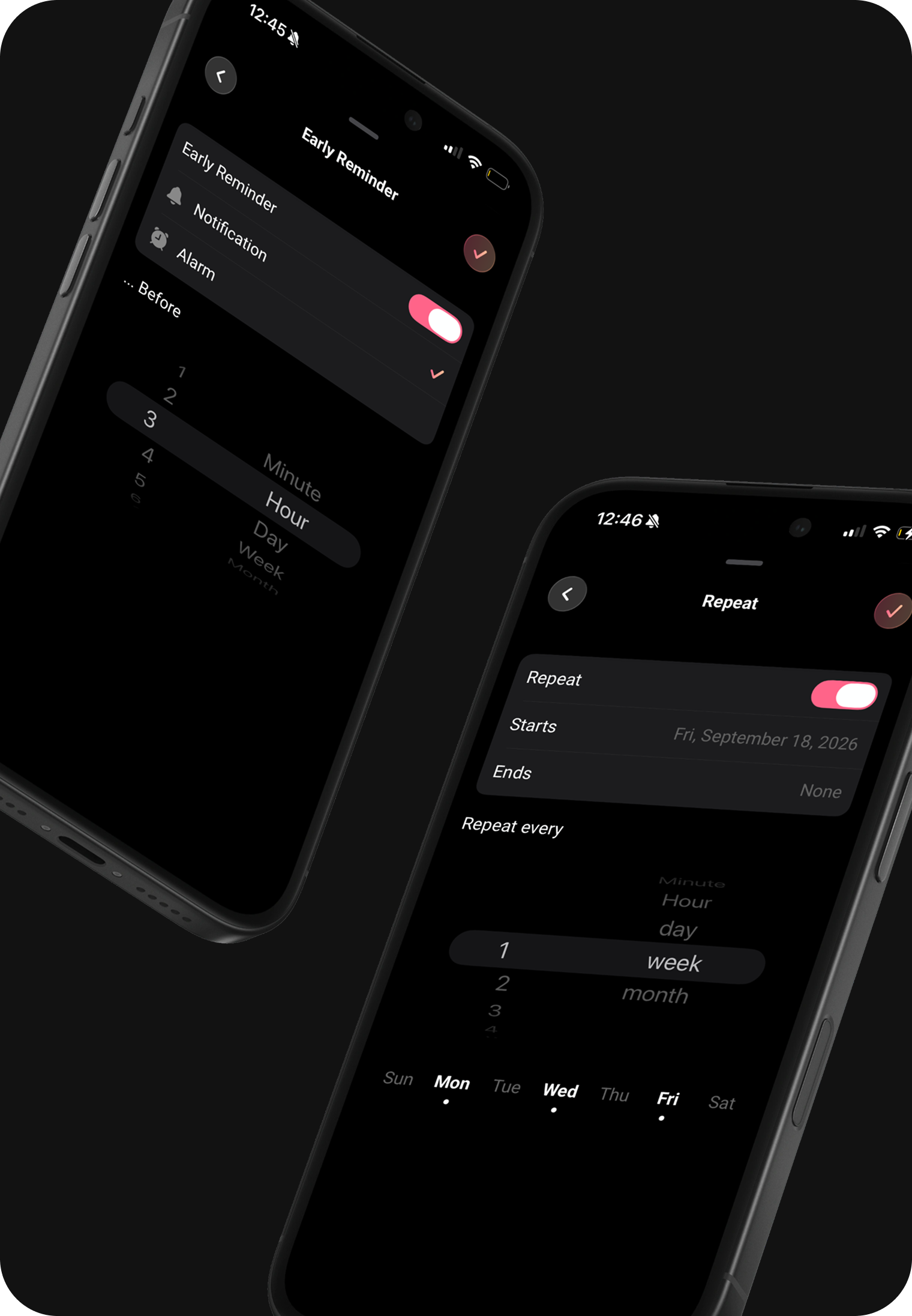 Early Reminder and Repeat settings on overlapping phones